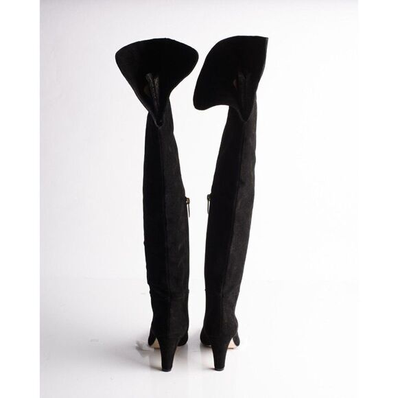 L'AGENCE Womens Black Suede Over the knee Boots EU 36 US 6 Low Heel New in Box - Picture 6 of 9